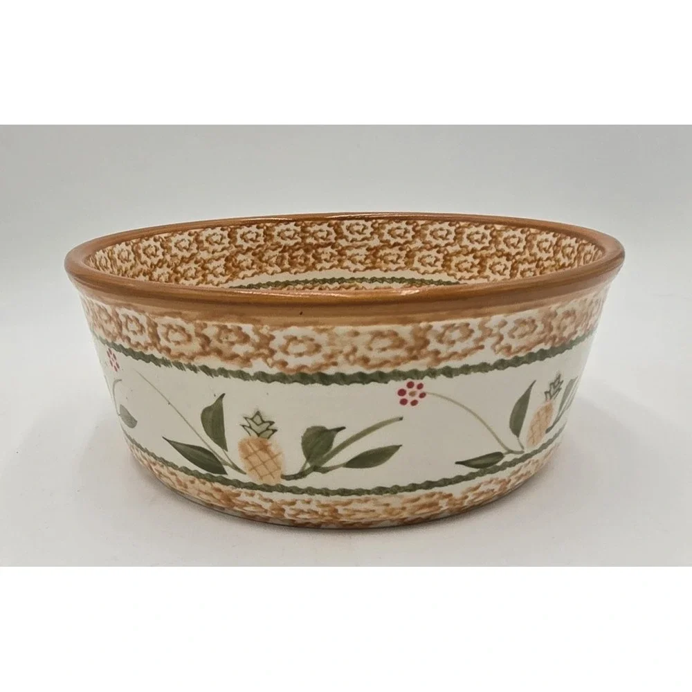 Temp-Tations‎ OLD WORLD Hospitality Floral Pineapple Round 1.5 qt Baking Dish